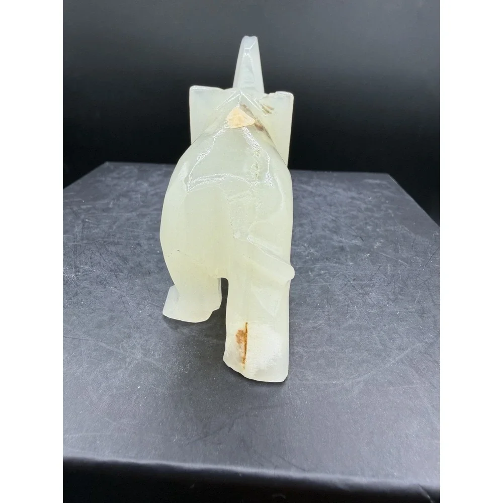 🐘 Hand‑Carved Onyx Elephant Figurine – Vintage Stone Decor – EUC ✨